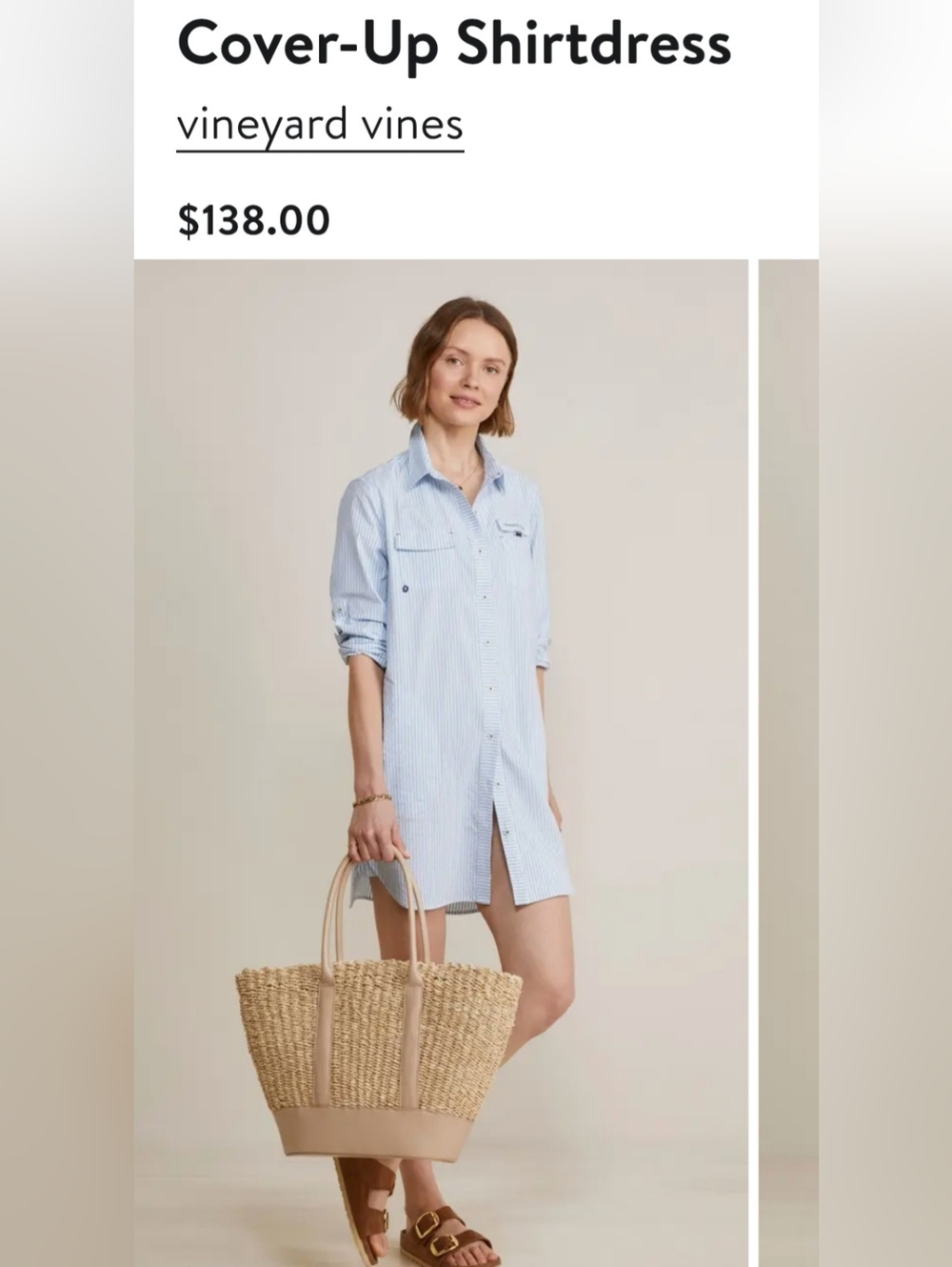 NEW Vineyard Vines Harbor Stripe Long Sleeve Cover-Up Shirtdress